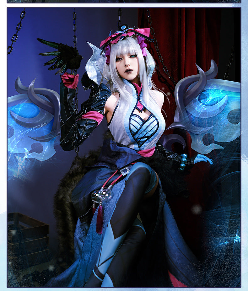 LOL League of Legends cosplay costume game, Pure Snow Moon, Mogana cosplay costume game, complete set for women in C server