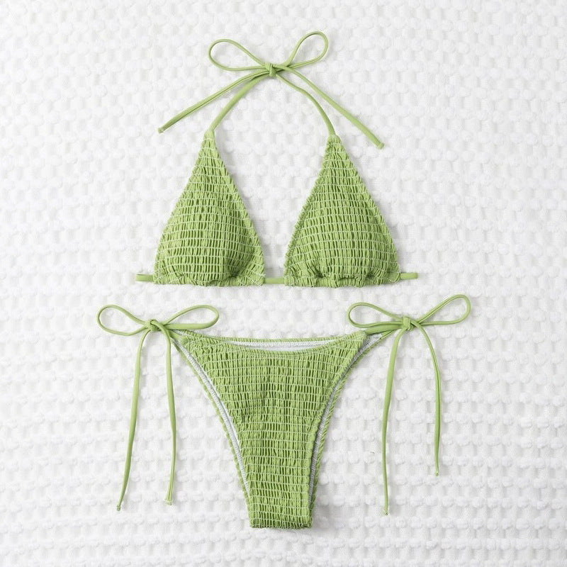 Strapless Bikini Swimwear for Women, High-Waisted Two-Piece Set with Tie-Back Design