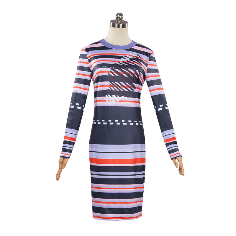 Halloween cosplay Astrid striped dress cosplay costume