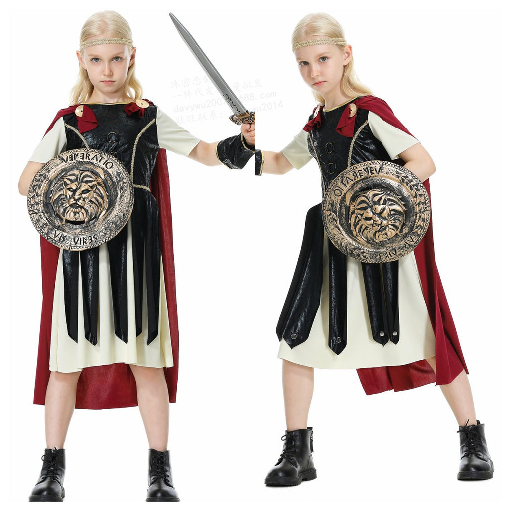 Halloween Costume Parent-Child Unisex Adult and Kids Spartans Cosplay Performance Outfit Roman Gladiators Clothing