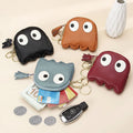 Leather Mini Creative Cartoon Zipper Coin Pouch Ins Cute Keychain Hard Coin Genuine Leather Wallet for Women