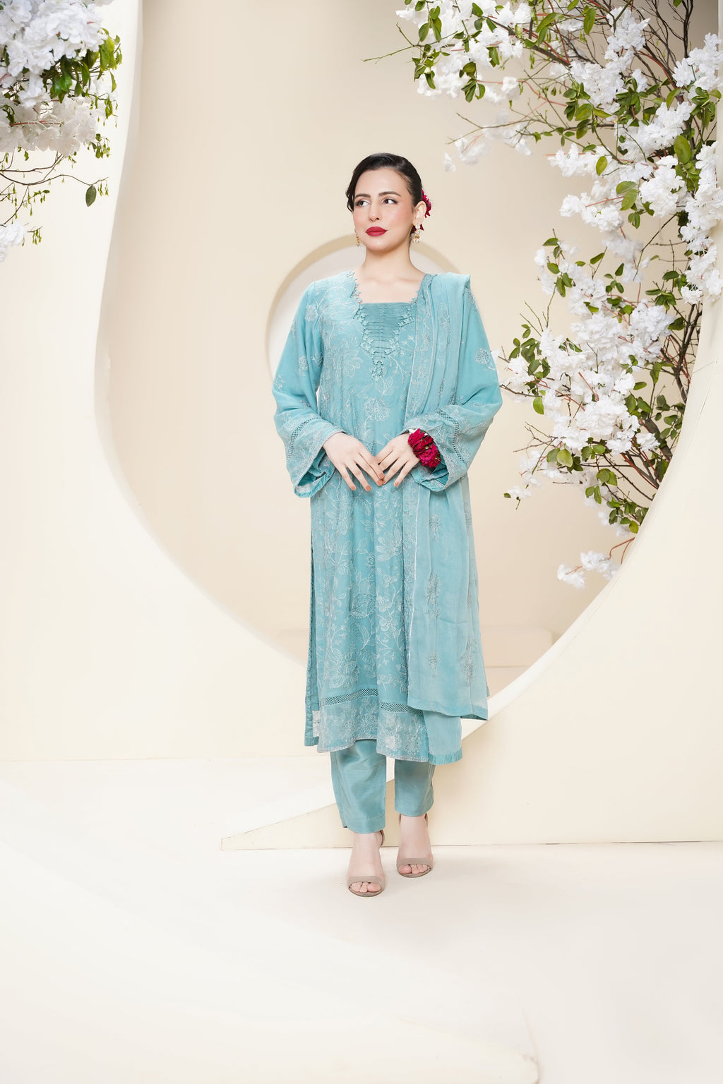 Husan e Jahan - Luxury Chiffon Outfit with Chiffon Dupatta - Ready to Wear - V2 - Eid25 - 08 - HEJFeroziV208