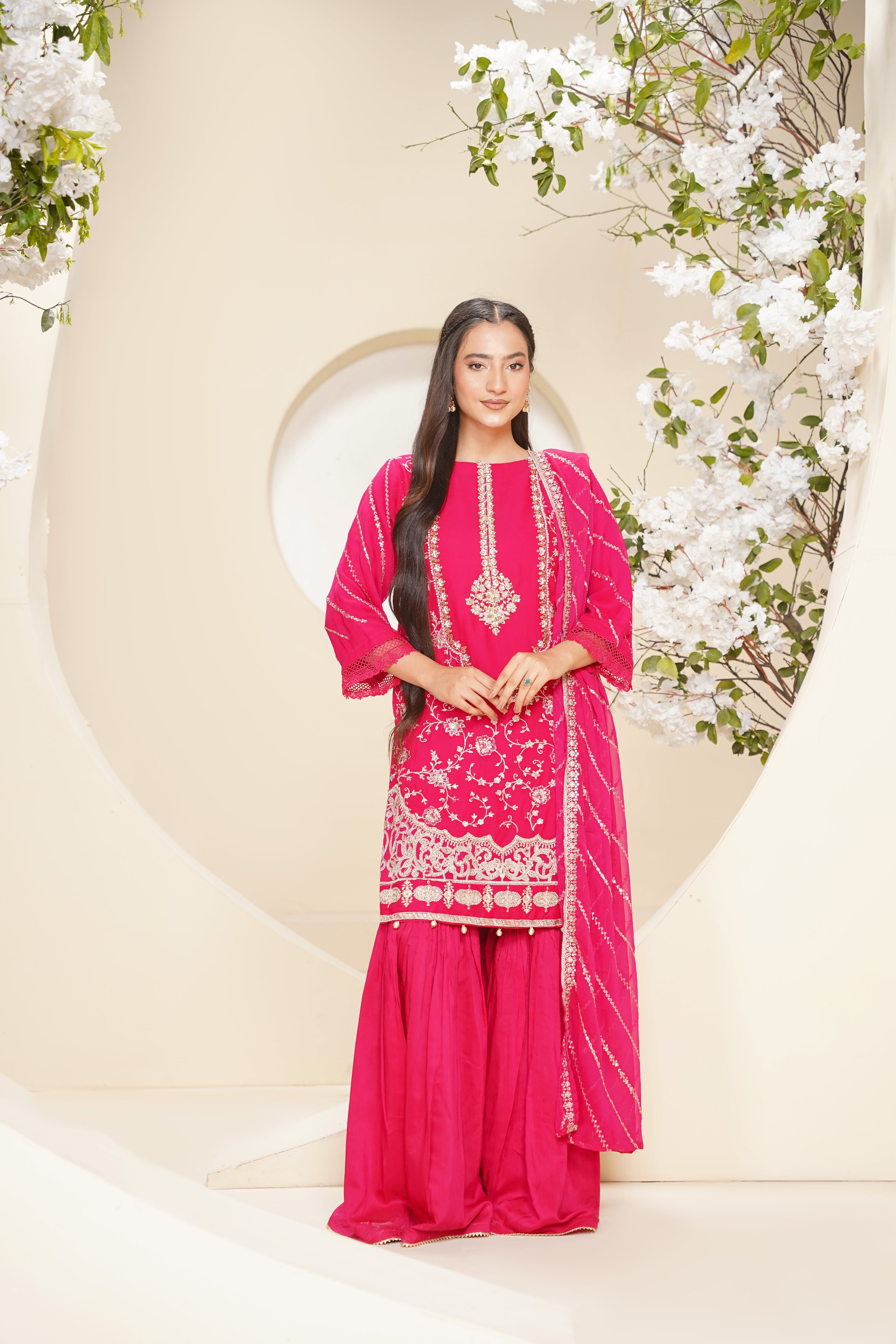 Husan e Jahan - Luxury Chiffon Outfit with Chiffon Dupatta & Gharara - Ready to Wear - V2 - Eid25 - 04 -SD