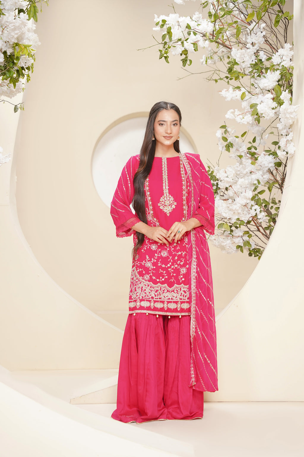 Husan e Jahan - Luxury Chiffon Outfit with Chiffon Dupatta & Gharara - Ready to Wear - V2 - Eid25 - 04 -SD