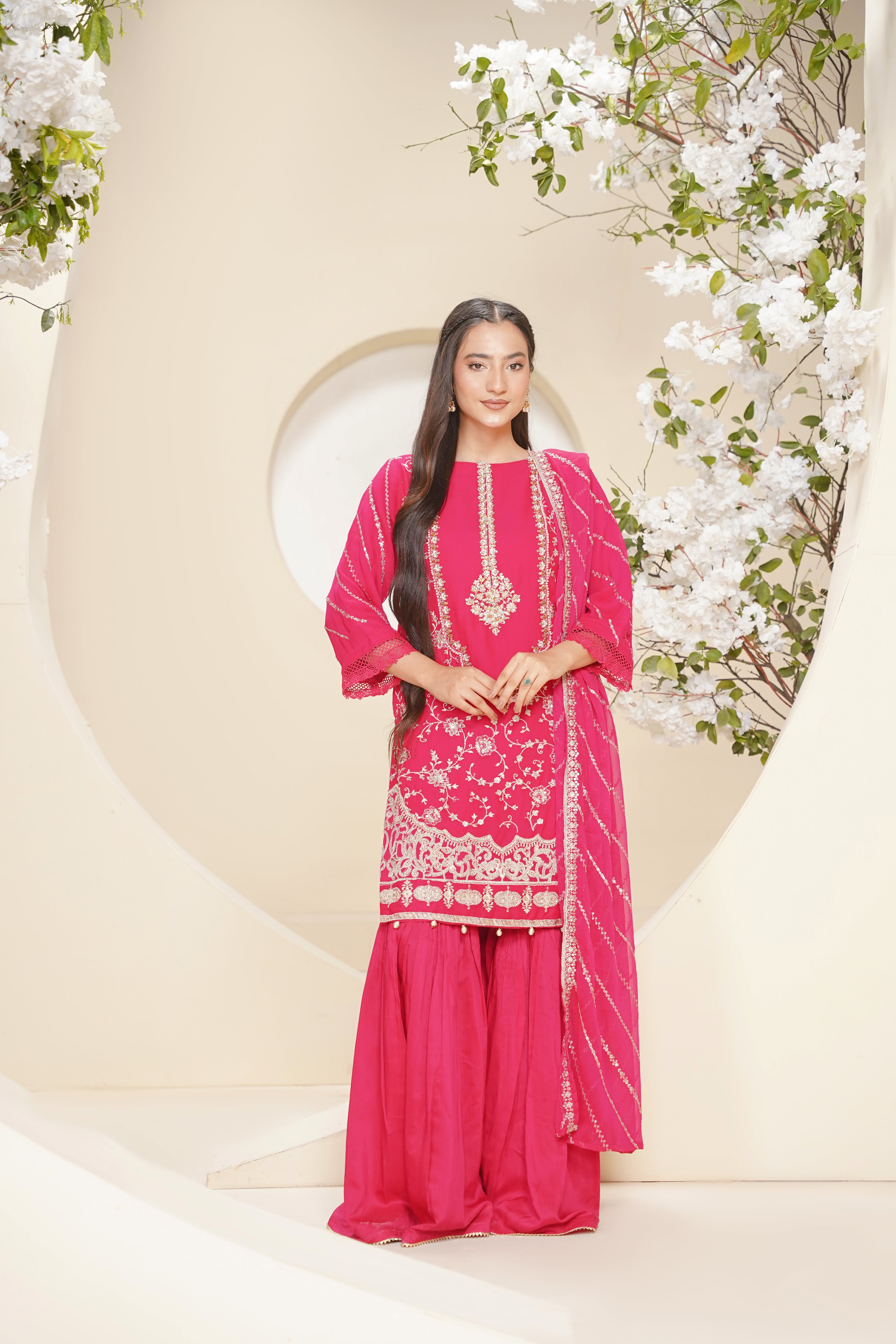 Husan e Jahan - Luxury Chiffon Outfit with Chiffon Dupatta & Gharara - Ready to Wear - V2 - Eid25 - 04 -SD