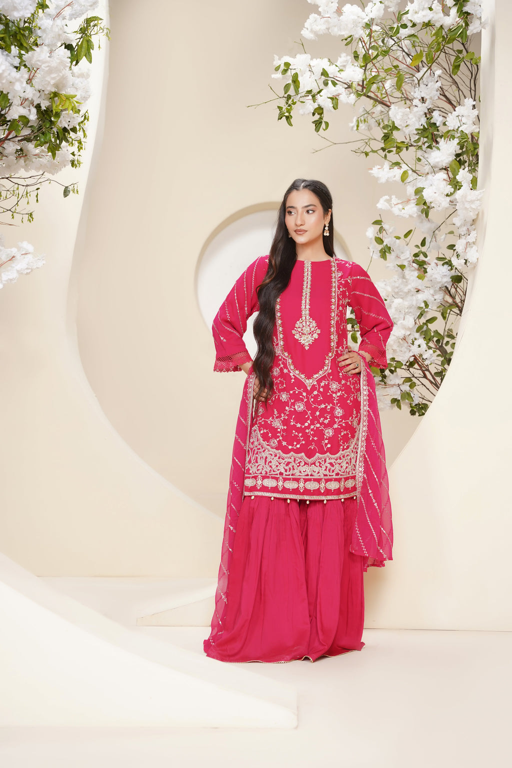 Husan e Jahan - Luxury Chiffon Outfit with Chiffon Dupatta & Gharara - Ready to Wear - V2 - Eid25 - 04 -SD
