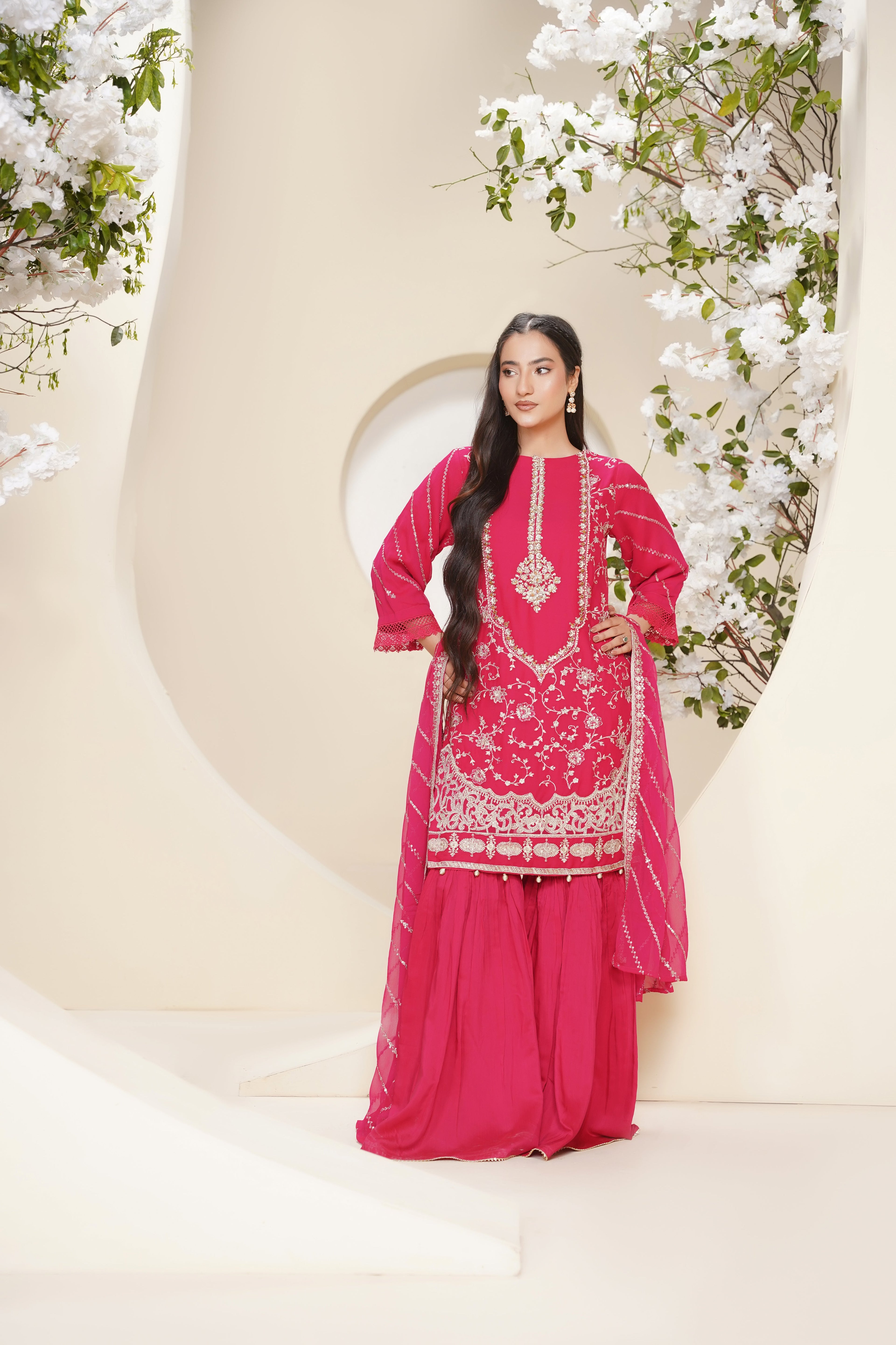 Husan e Jahan - Luxury Chiffon Outfit with Chiffon Dupatta & Gharara - Ready to Wear - V2 - Eid25 - 04 -SD