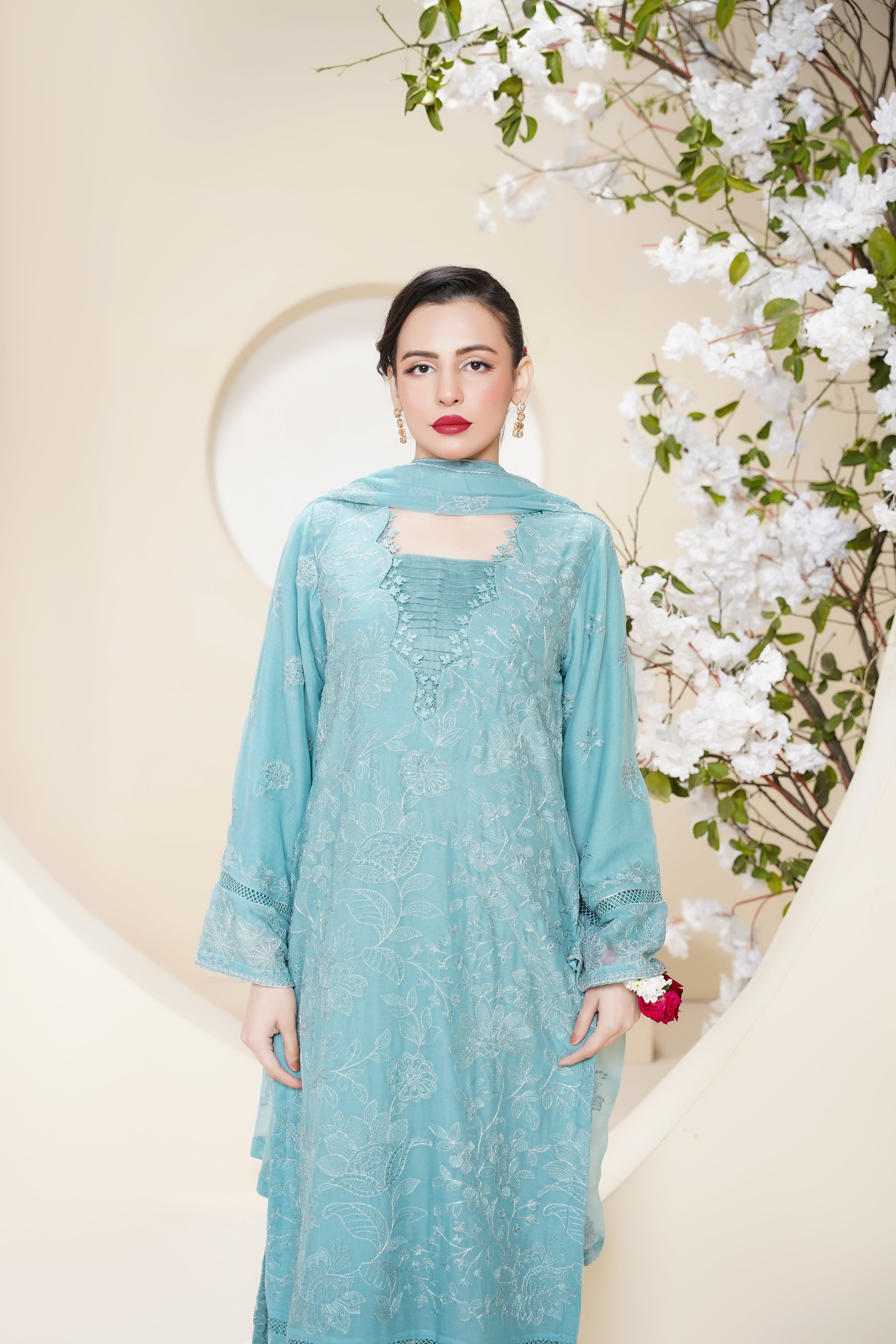 Husan e Jahan - Luxury Chiffon Outfit with Chiffon Dupatta - Ready to Wear - V2 - Eid25 - 08 - HEJFeroziV208