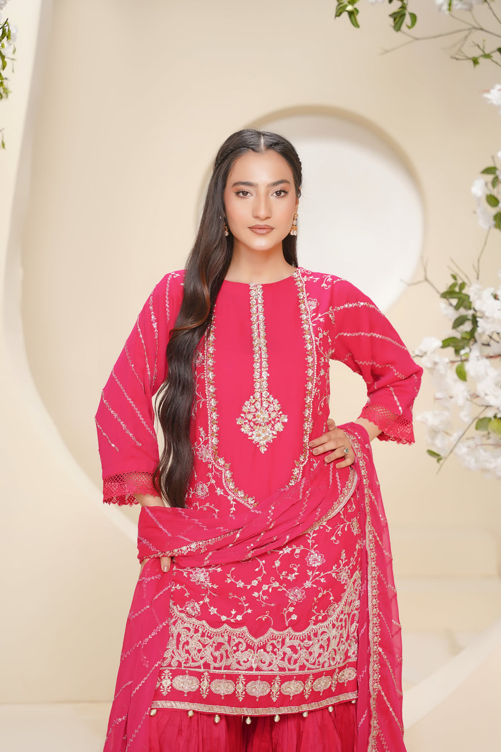 Husan e Jahan - Luxury Chiffon Outfit with Chiffon Dupatta & Gharara - Ready to Wear - V2 - Eid25 - 04 -SD