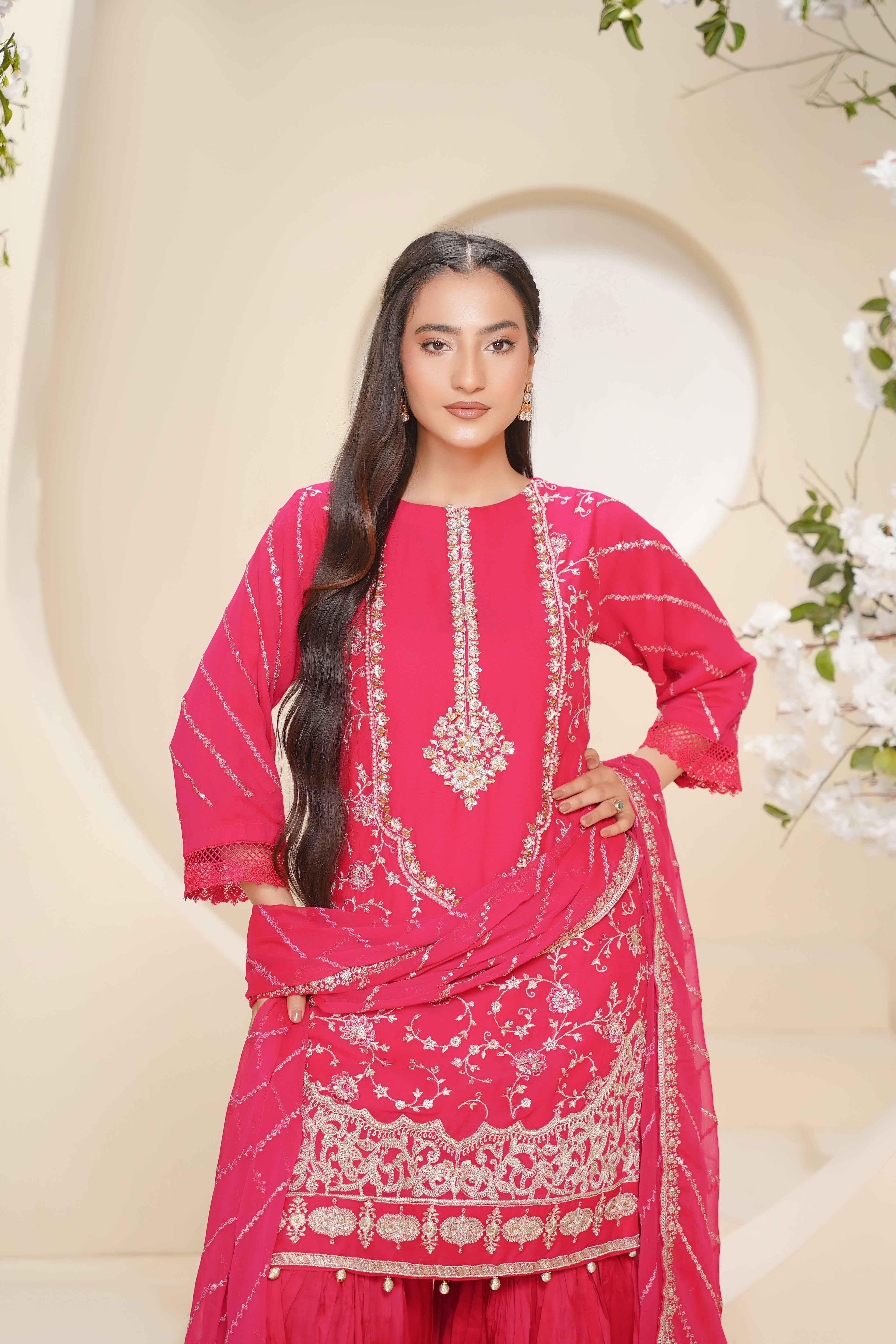 Husan e Jahan - Luxury Chiffon Outfit with Chiffon Dupatta & Gharara - Ready to Wear - V2 - Eid25 - 04 -SD