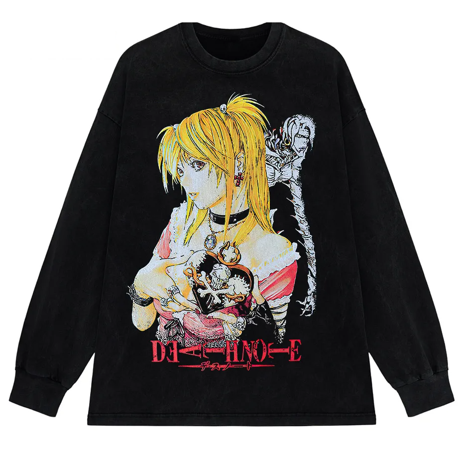 Harajuku Black Source T-Shirt Men Hip Hop Vintage Anime Graphic Oversized Cotton Tee-6