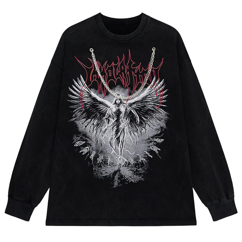 Y2k Gothic Punk Style Men T Shirt Clothes Harajuku Oversized T-shirt Top Tee High Street Hipster Summer Streetwear Anime Clothes-7