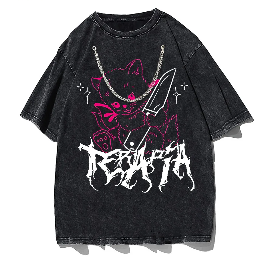 Men's Cute Anime E-Girl Kawaii T-Shirt Vintage Harajuku Streetwear Loose Fit-6