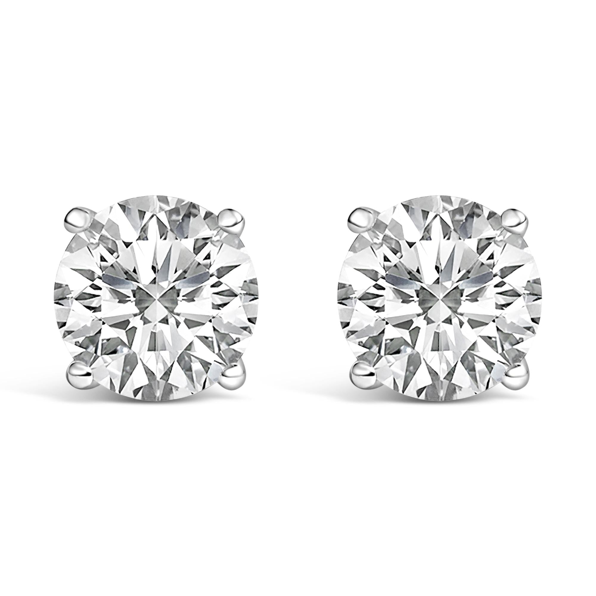 Platinum Round Lab Grown Diamond Solitaire Stud Earrings