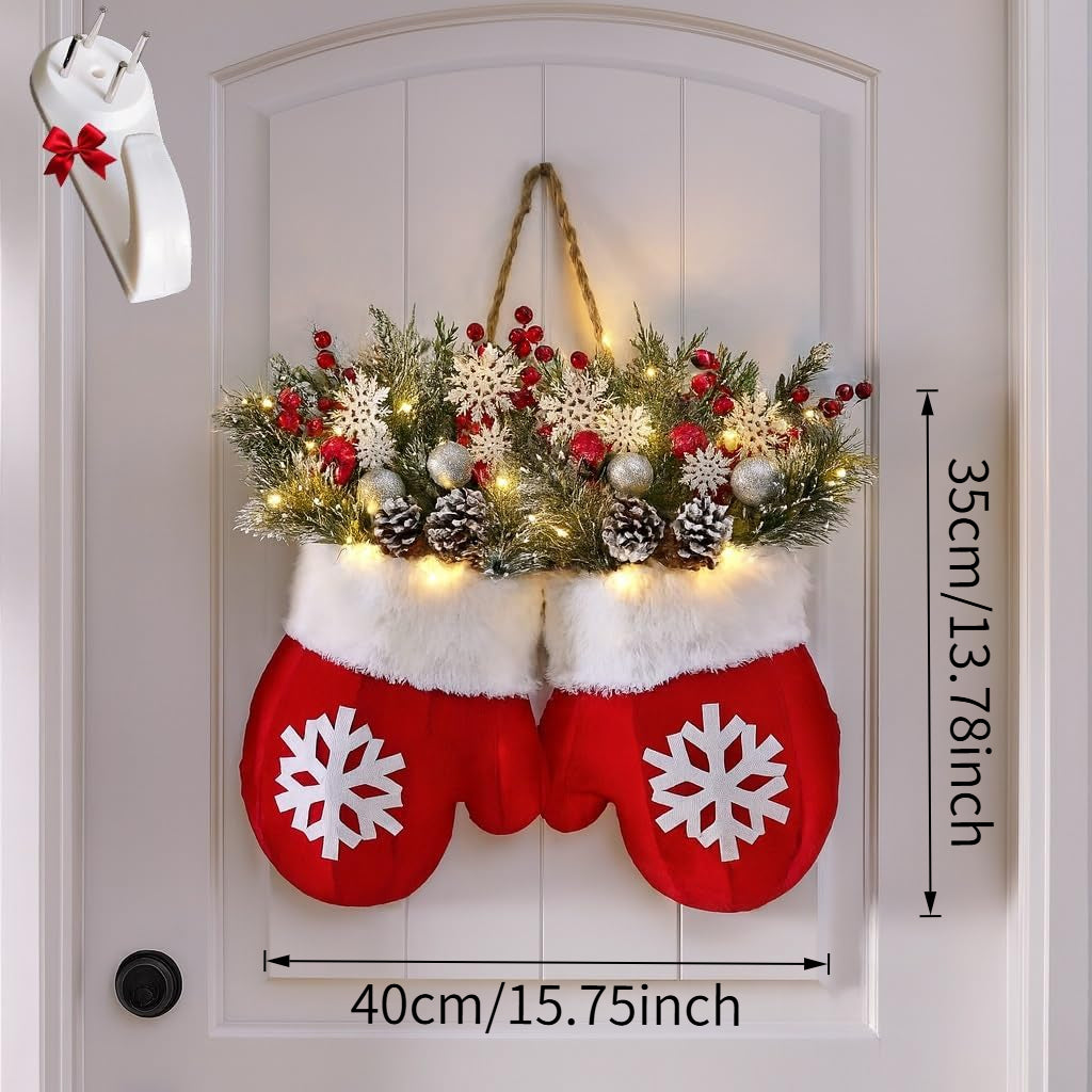 Christmas Glove Wreath Artificial Pine Decoration