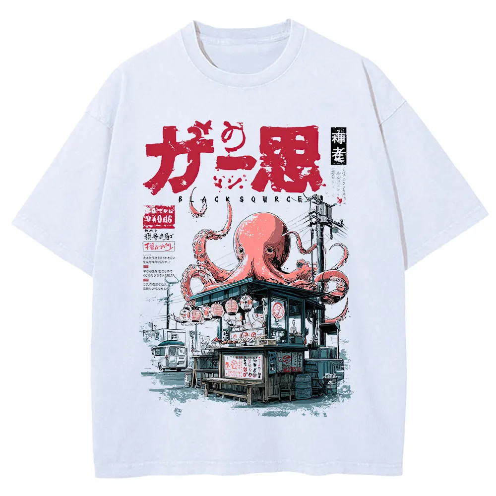Japanese Takoyaki Graphic T-Shirt Oversized Anime Streetwear Tee-0