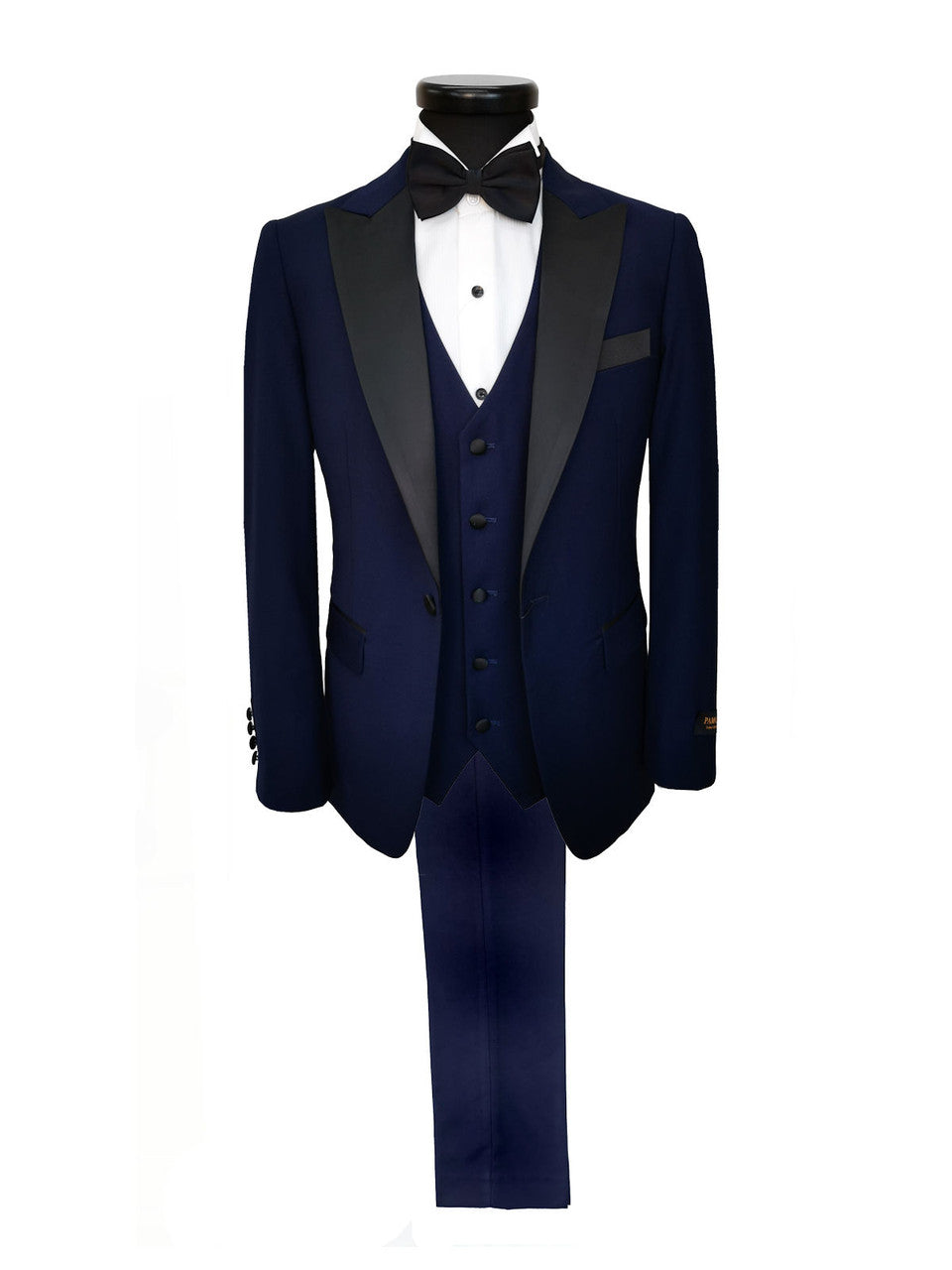 Navy 3-Piece Tuxedo With Black Peak Lapel-0