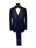 Navy 3-Piece Tuxedo With Black Peak Lapel-0