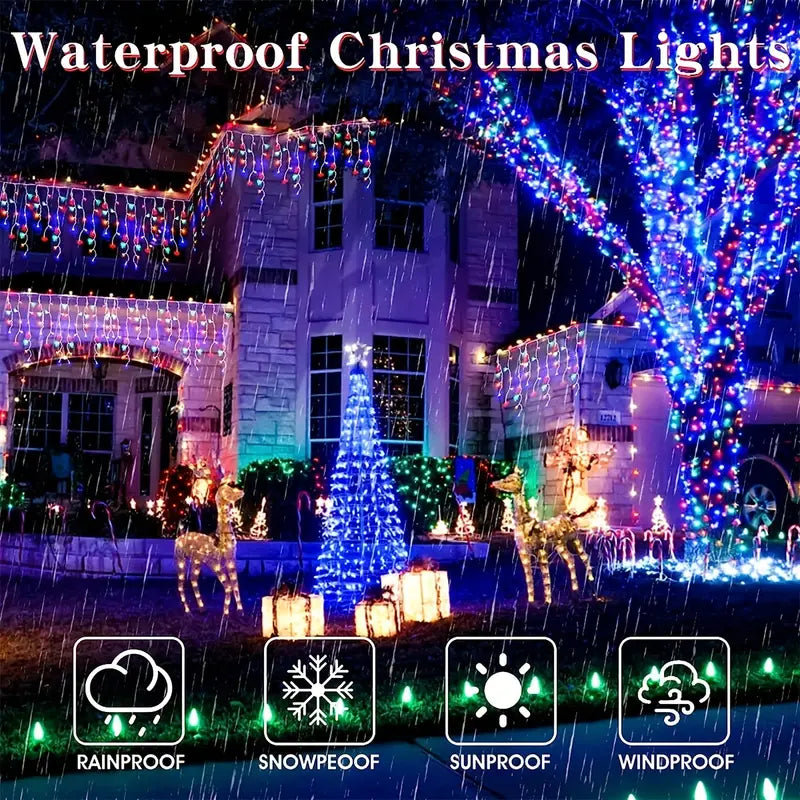 Dazzling Drops: Waterproof Icicle Christmas Lights