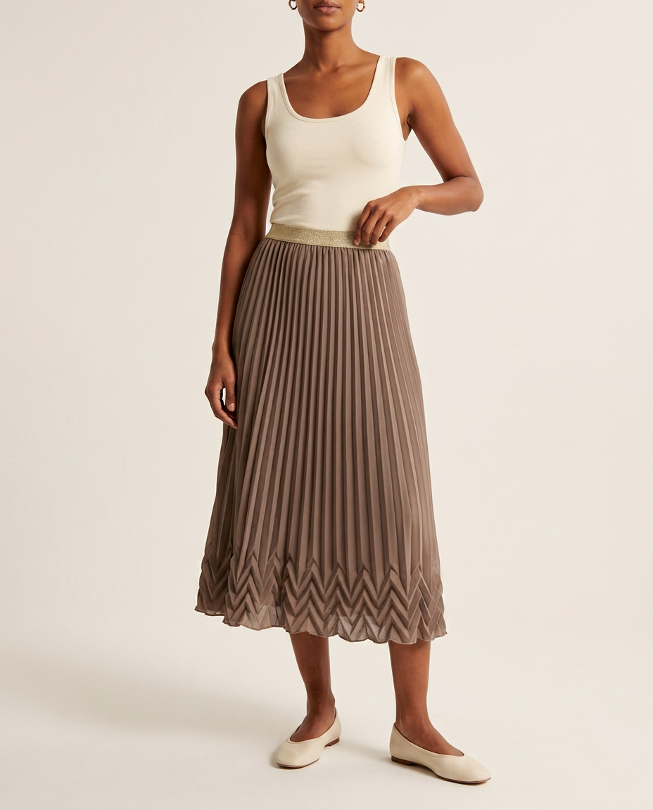 The Calliope Pleated Midi Skirt-0
