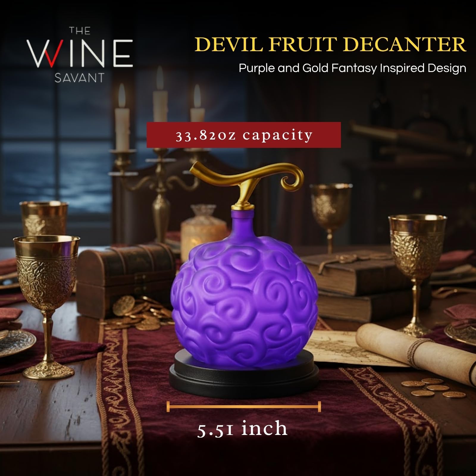 Fruit Whiskey Wine Decanter 34 Oz Anime Pirate Devil Colored Barware Anime Merch Purple Gold Fruit O-1