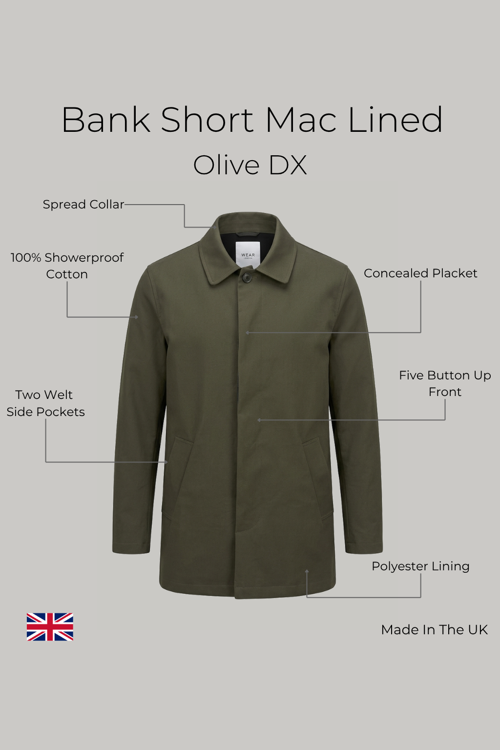 Bank Short Mac Lined -  Olive Dx