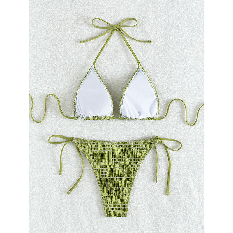 Strapless Bikini Swimwear for Women, High-Waisted Two-Piece Set with Tie-Back Design
