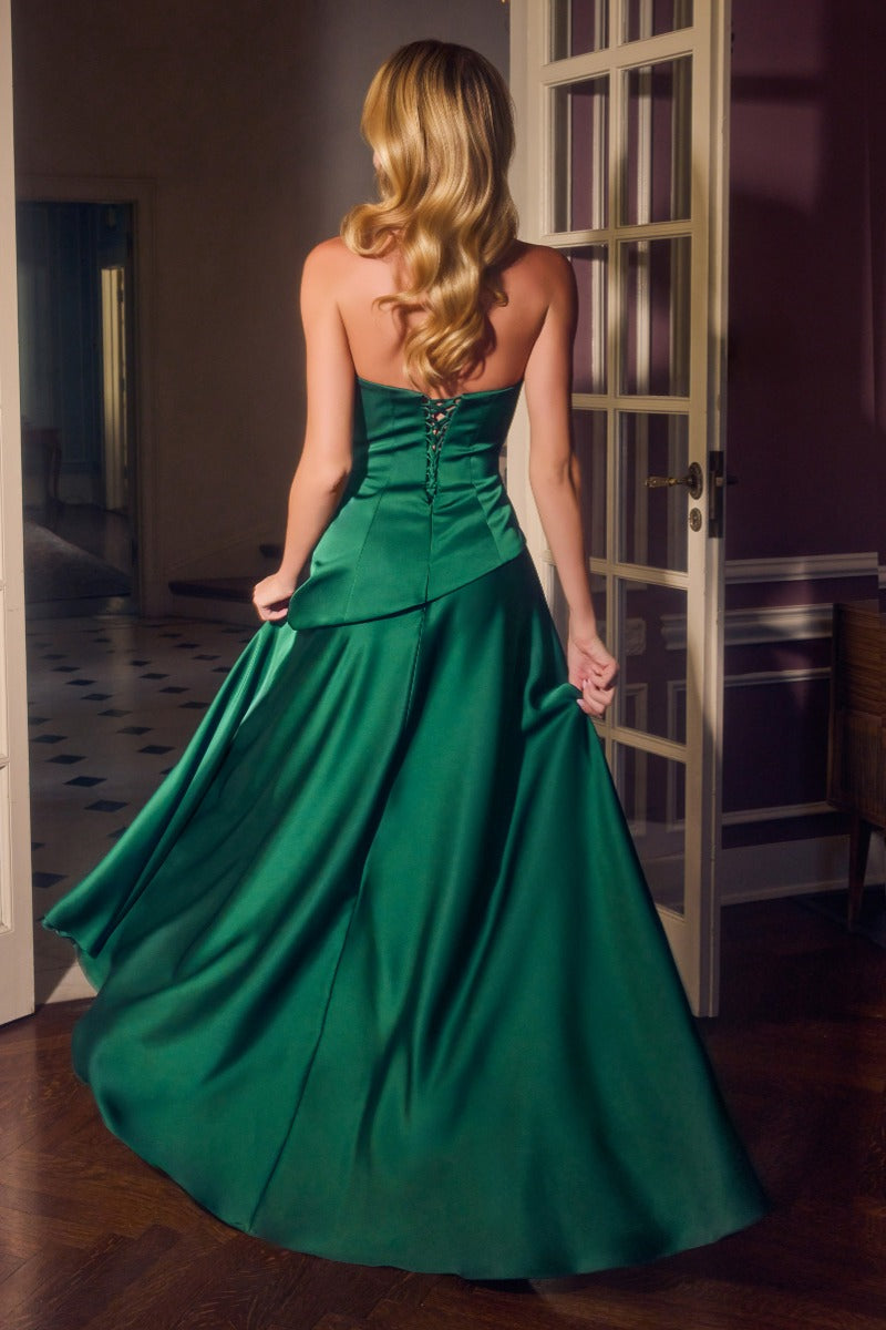 Strapless Satin A-Line Dress-2