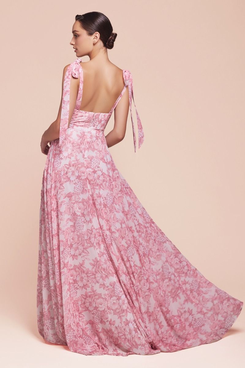 Tie Strap A-Line Floral Printed Skirt-1