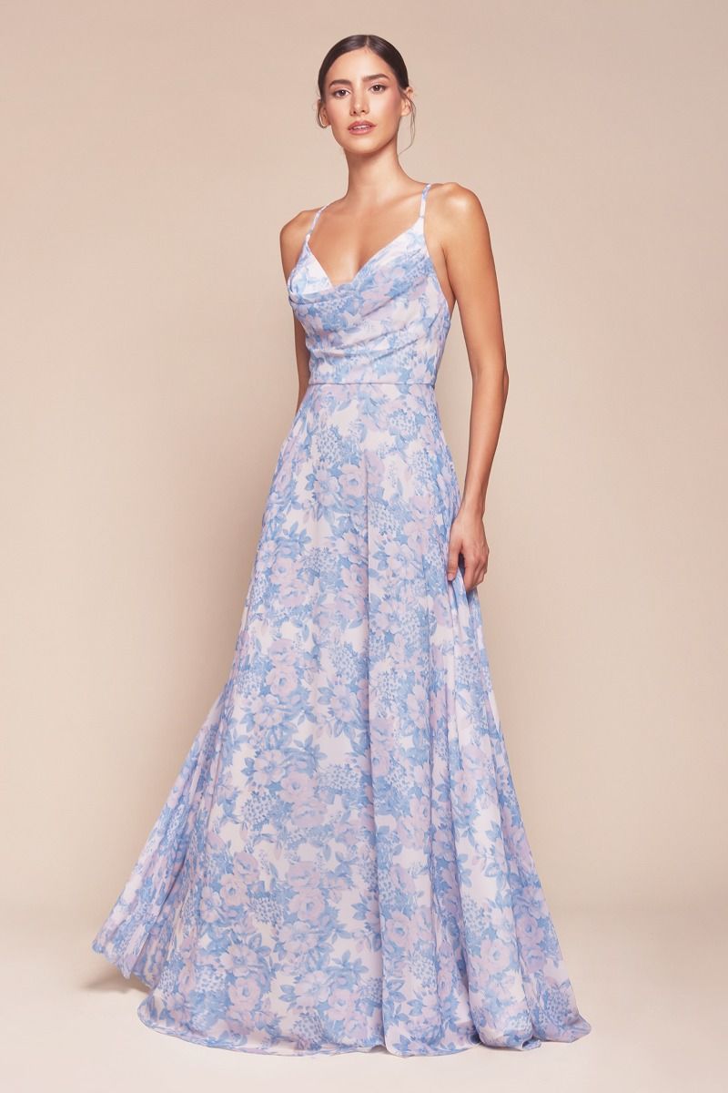 A-Line Soft Satin Print Dress-2