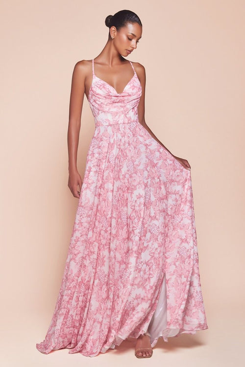 A-Line Soft Satin Print Dress-1