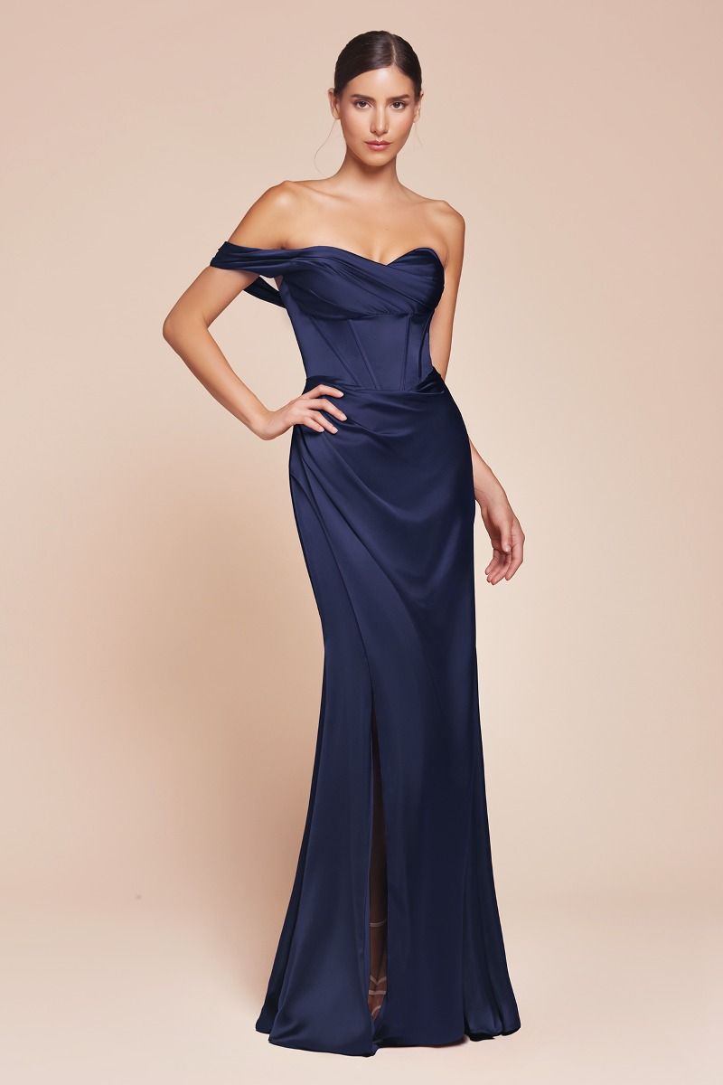 One Shoulder Satin Corset Gown-8