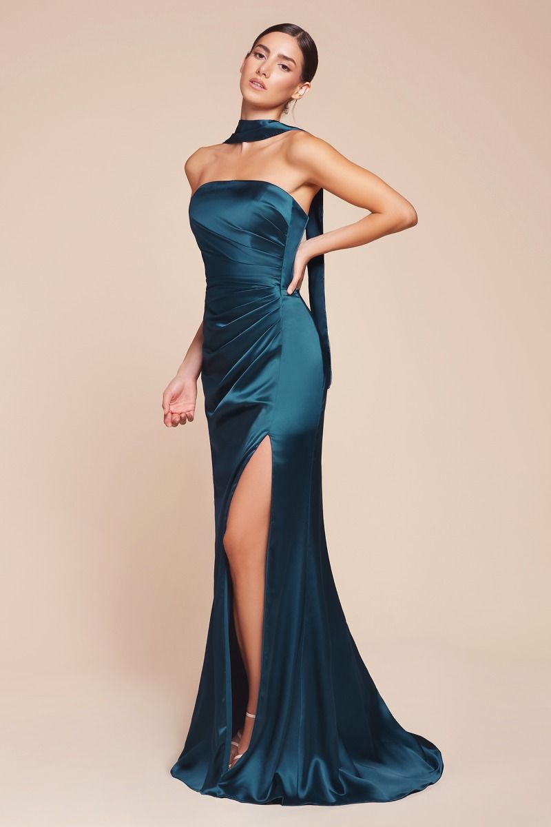 Strapless Satin Dress & Sash-1