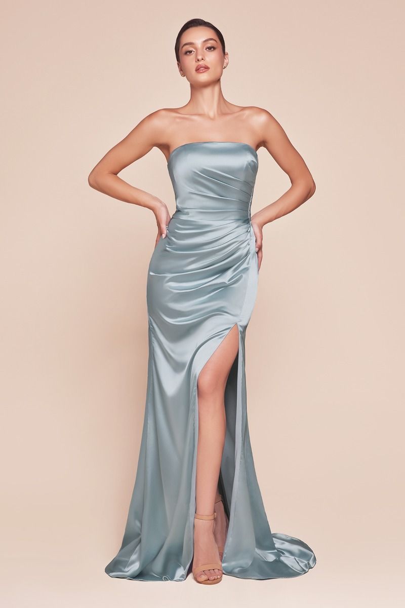 Strapless Satin Dress & Sash-3
