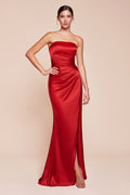 Strapless Satin Dress & Sash-0