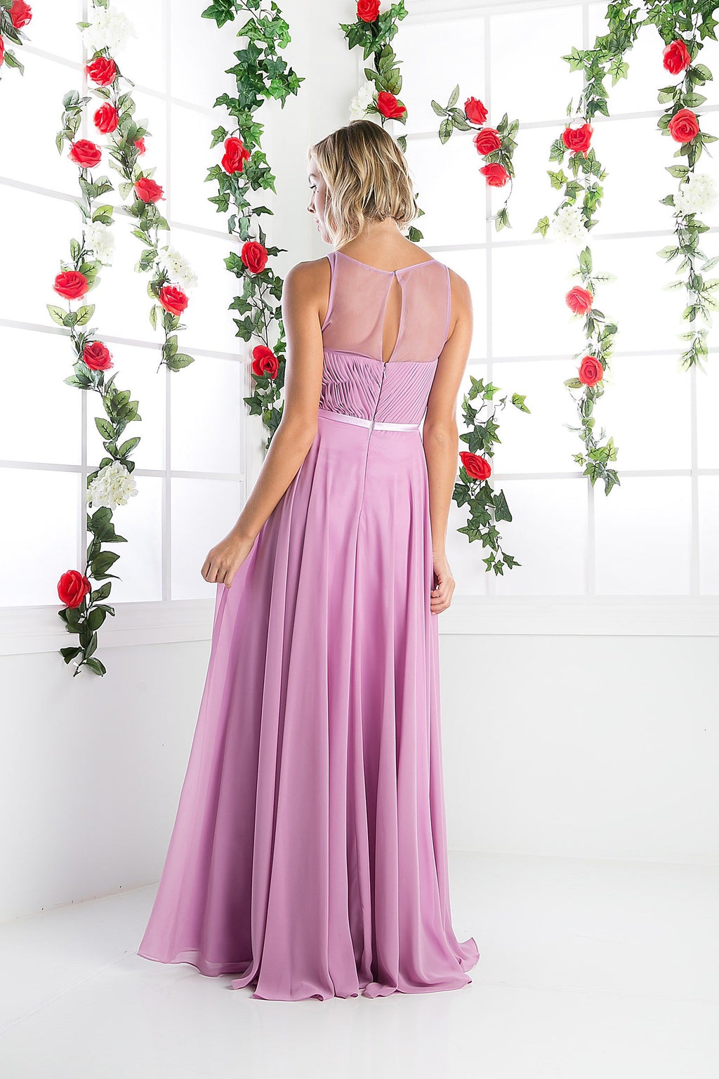 Long Illusion Sweetheart Dress-5