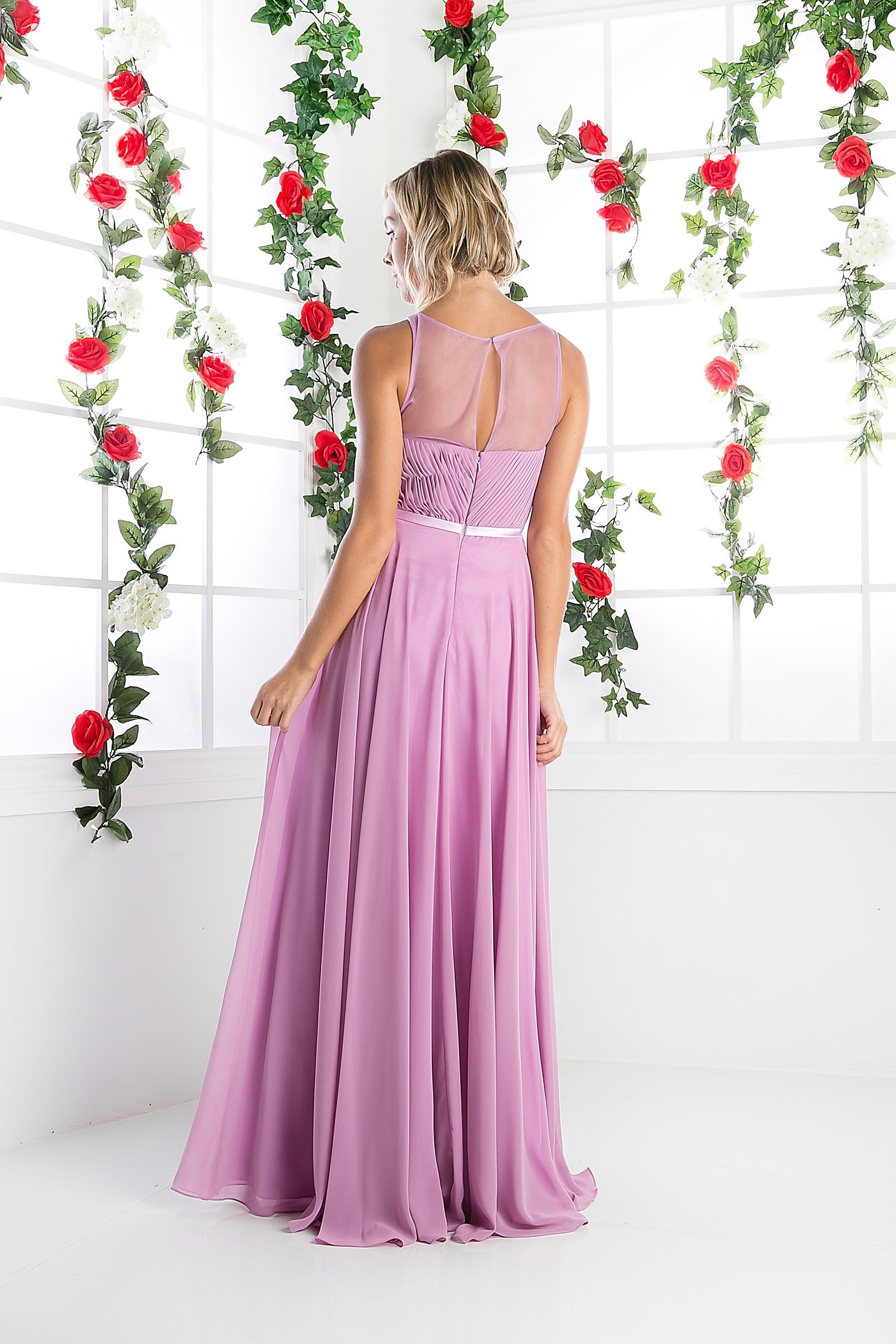Long Illusion Sweetheart Dress-5