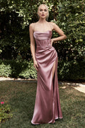 Corset Pleated Satin Gown-5