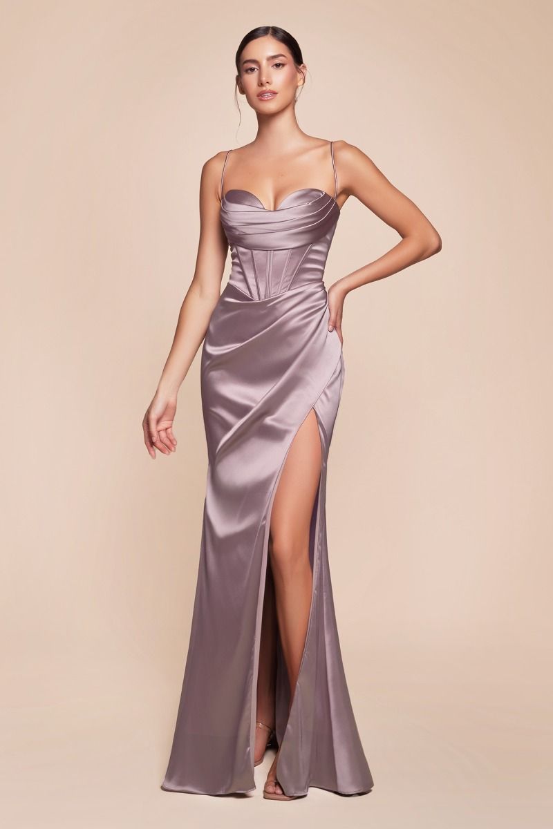 Corset Pleated Satin Gown-21