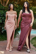 Satin Corset Off The Shoulder Dress-1