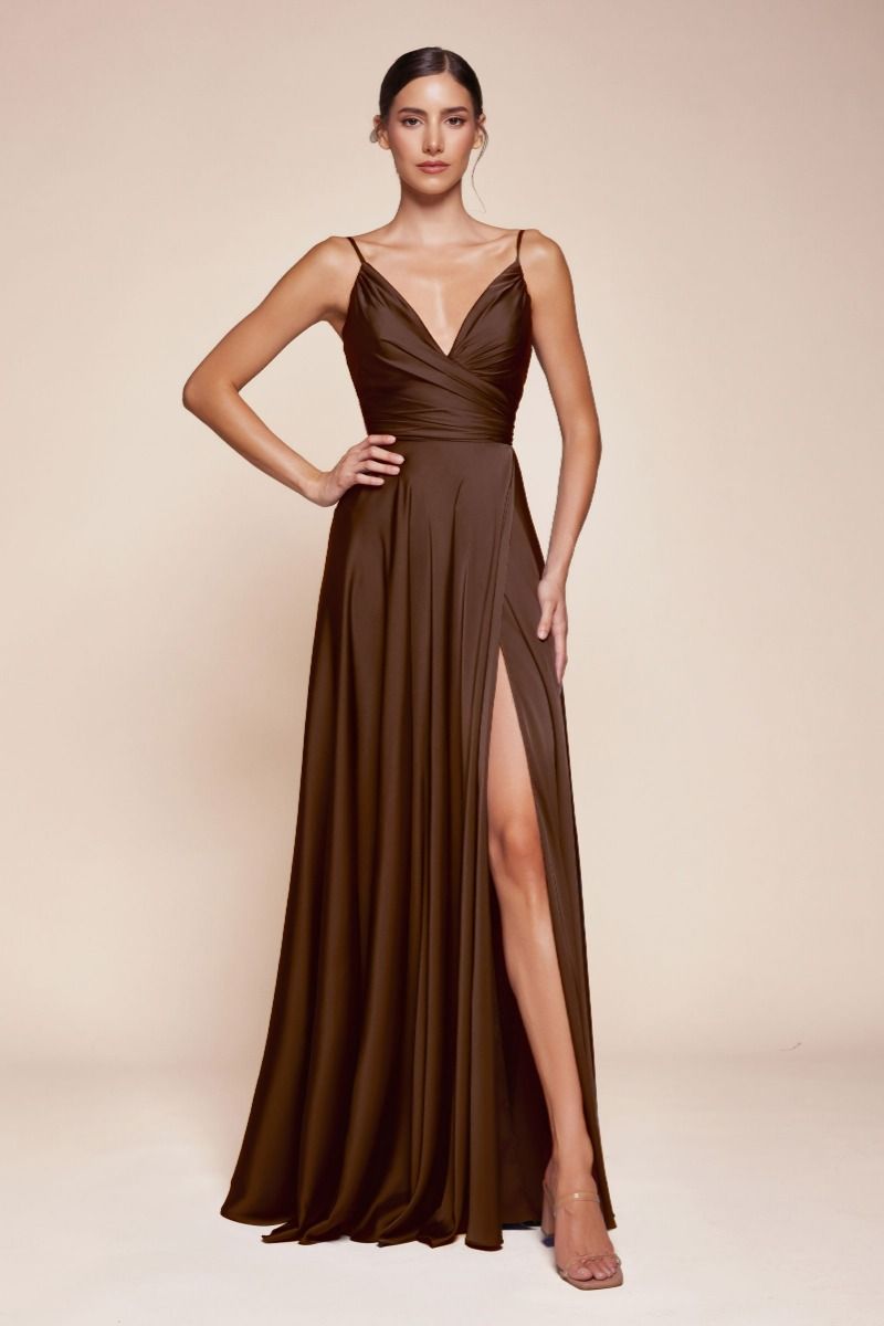 Soft Satin A-Line Sweatheart Neckline With Slit-8