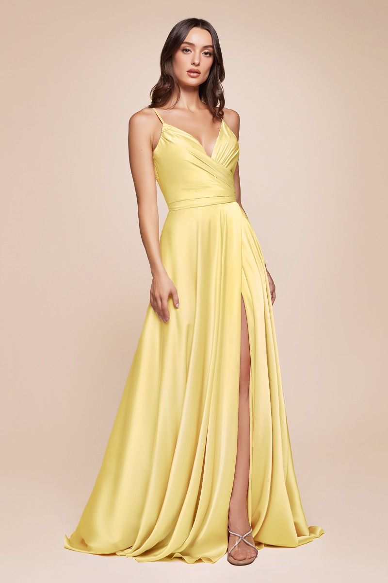 Soft Satin A-Line Sweatheart Neckline With Slit-11