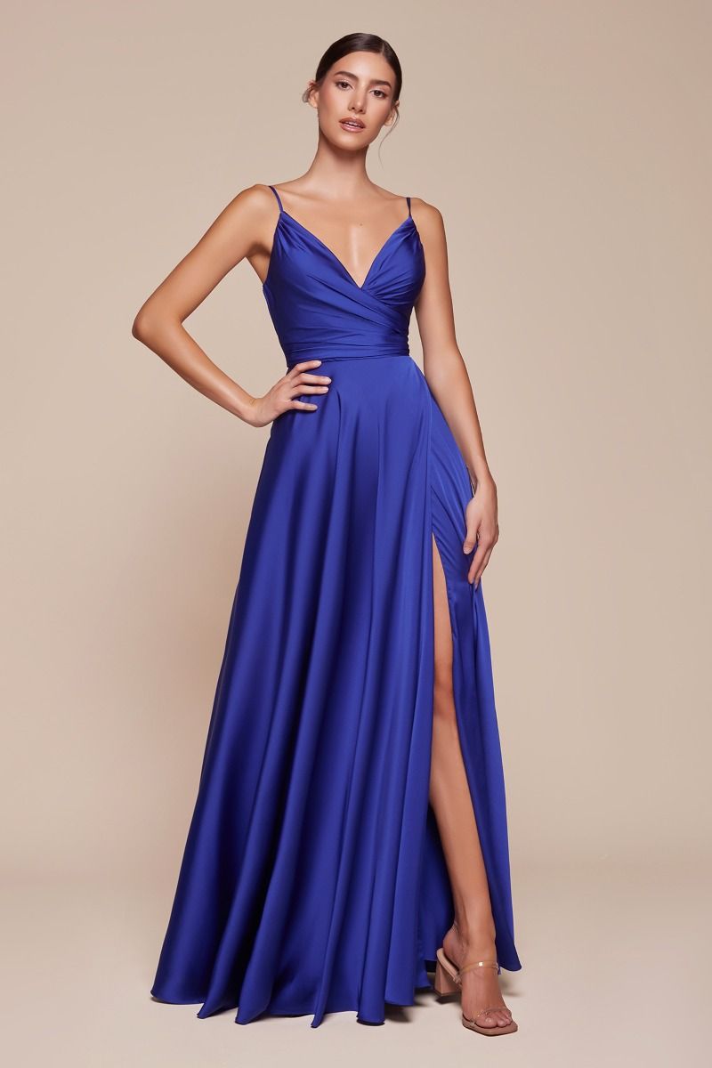 Soft Satin A-Line Sweatheart Neckline With Slit-15