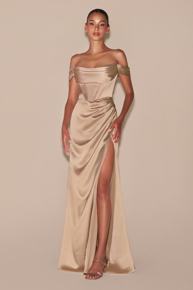 Off The Shoulder Satin Corset Gown Curve-5