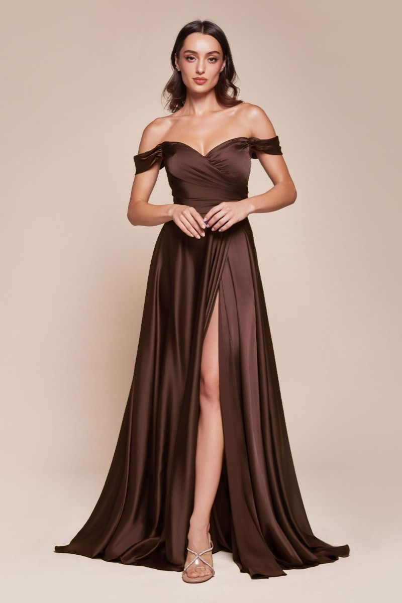 A-Line Satin Off The Shoulder Dress 2-4
