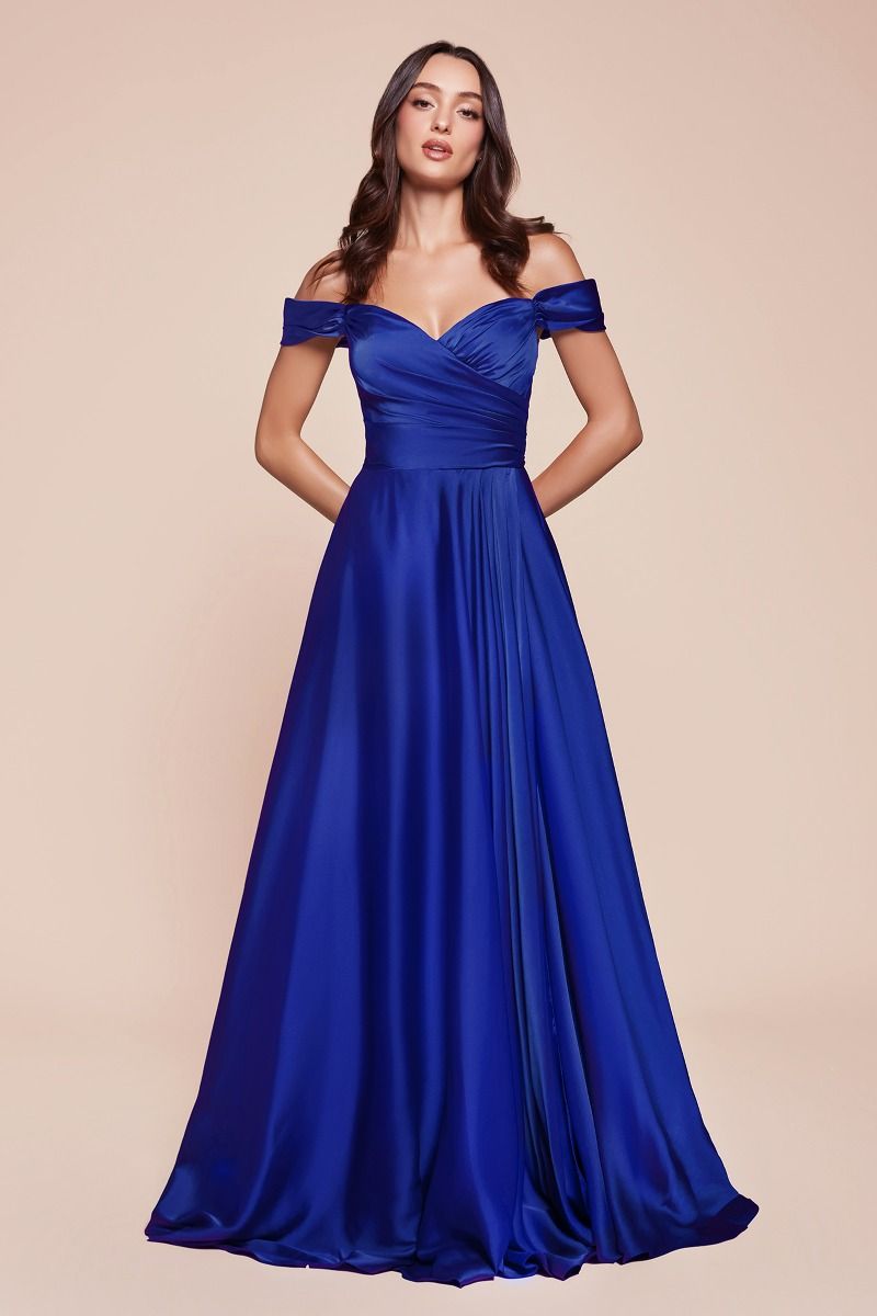 A-Line Satin Off The Shoulder Dress 2-0