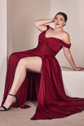 Satin A-Line Off The Shoulder Dress Curve-0