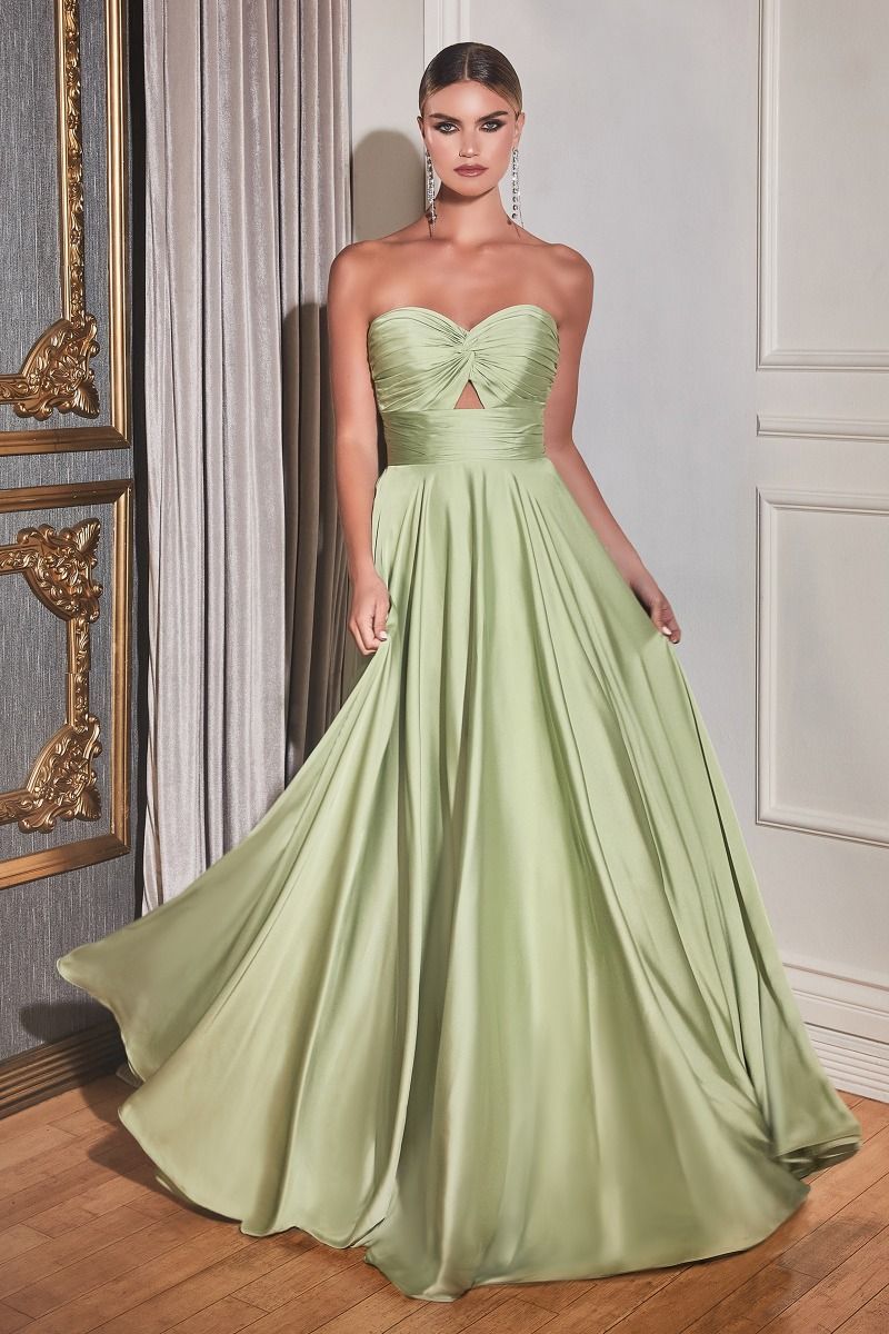 Strapless A-Line Satin Keyhole Dress-8