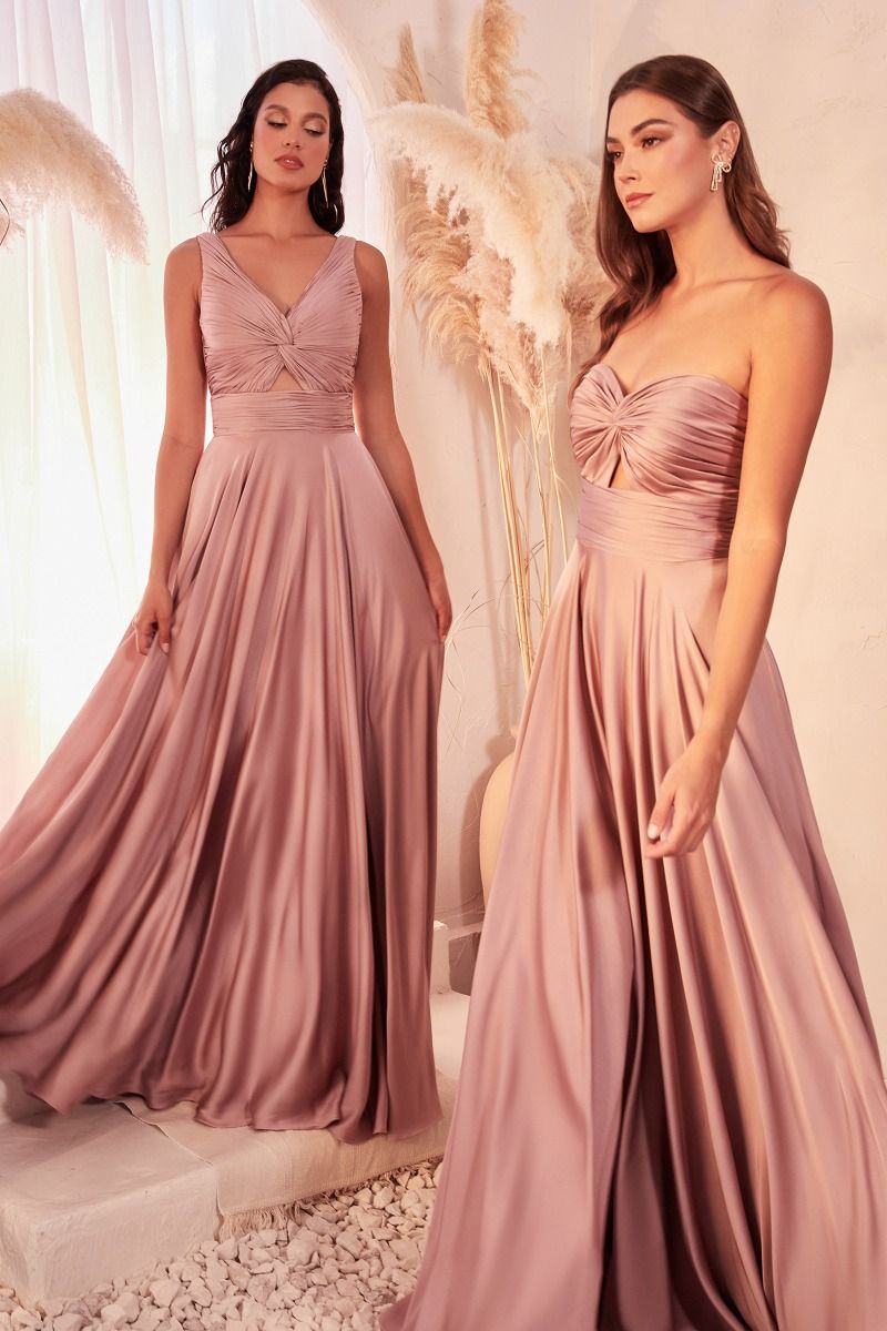 Strapless A-Line Satin Keyhole Dress-3