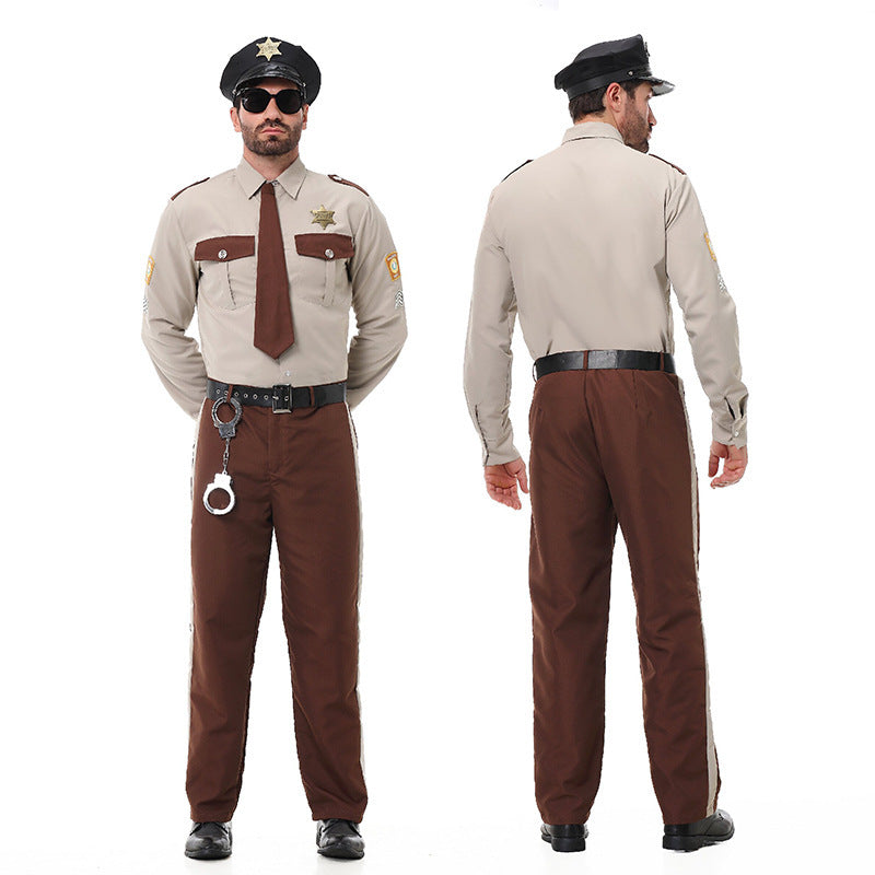 Parent-Child Police Chief Costume Set, Adult and Kids Matching Cosplay Role Play Outfit, Halloween Stage Performance Costume